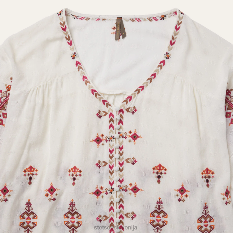 Stetson ženske dobby kmečka bluza Z6H88461 bela oblačila