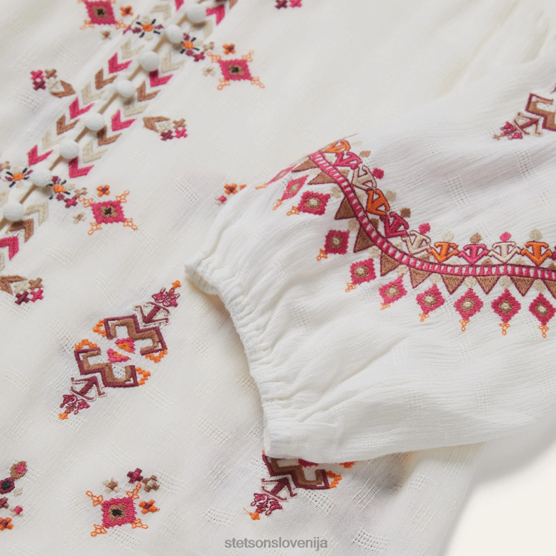 Stetson ženske dobby kmečka bluza Z6H88461 bela oblačila