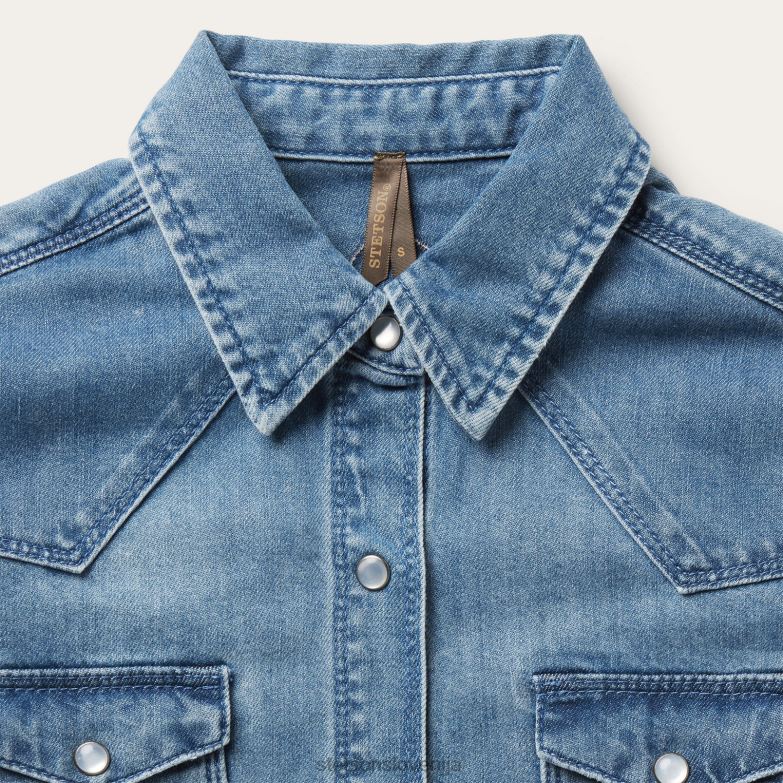 Stetson ženske izvezena denim srajca boyfriend fit Z6H88432 modra oblačila