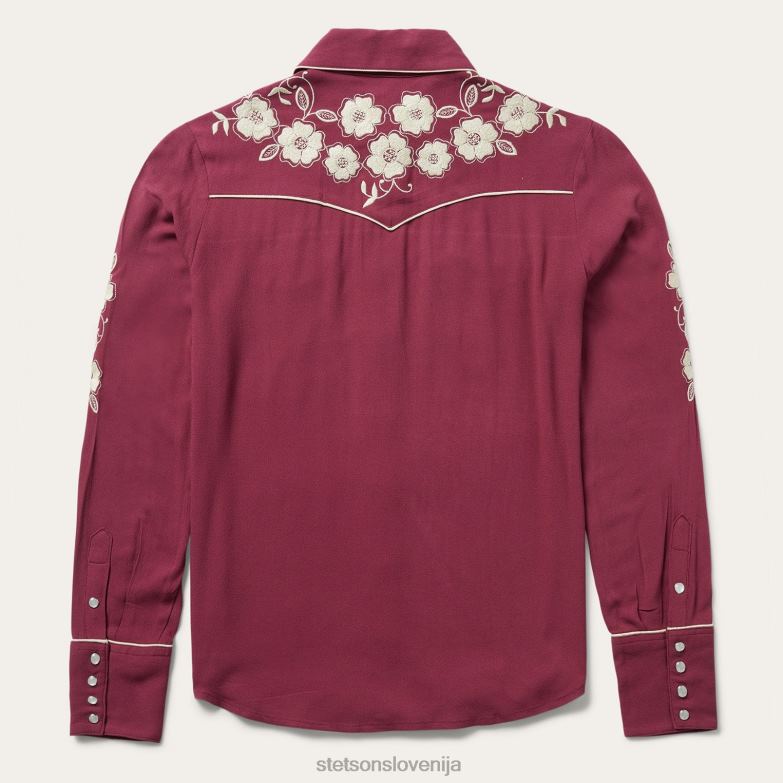 Stetson ženske klasična zahodnjaška bluza Z6H88462 vino oblačila