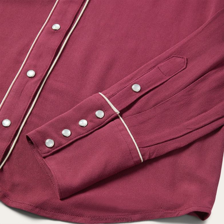 Stetson ženske klasična zahodnjaška bluza Z6H88462 vino oblačila