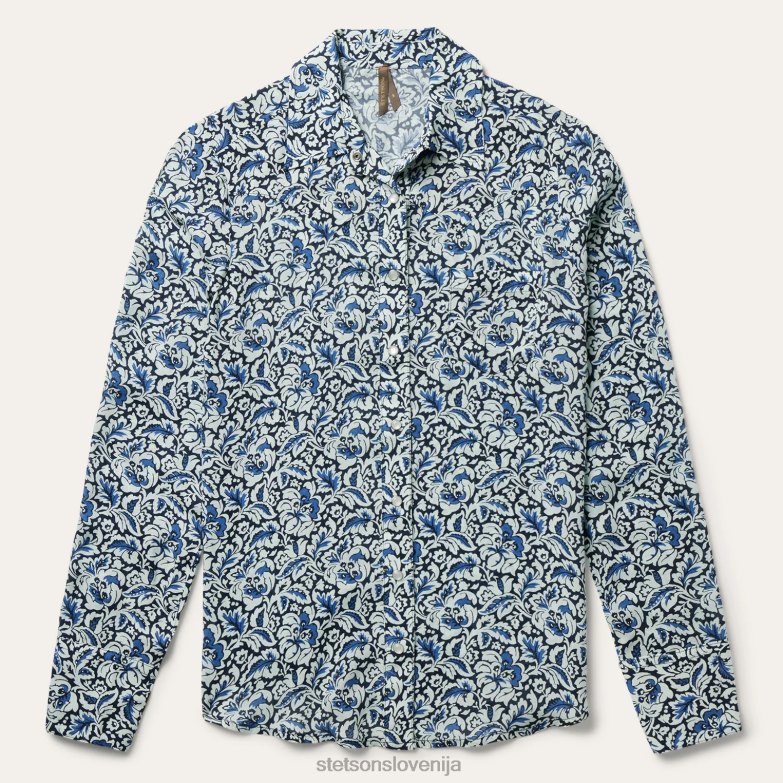Stetson ženske majica s potiskom indigo tapiserije Z6H88433 modra oblačila