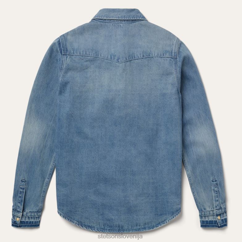 Stetson ženske ohlapna denim majica z zapenjanjem spredaj Z6H88437 modra oblačila