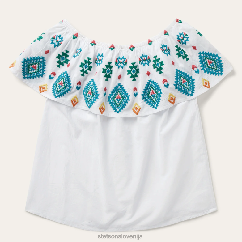 Stetson ženske svetel majica iz vezenega bombaža s šifli Z6H88484 bela oblačila