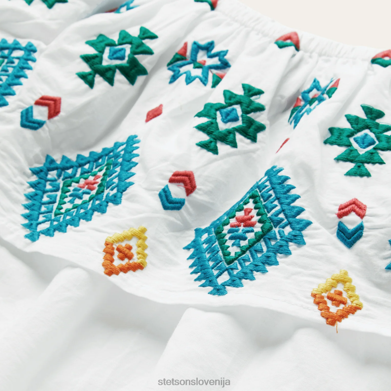 Stetson ženske svetel majica iz vezenega bombaža s šifli Z6H88484 bela oblačila