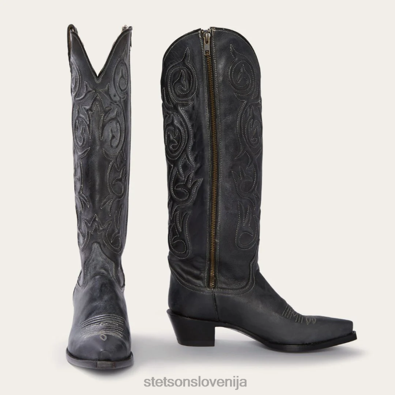 Stetson ženske kavbojski škorenj z vrvico na stranski zadrgi Z6H88275 Črna obutev